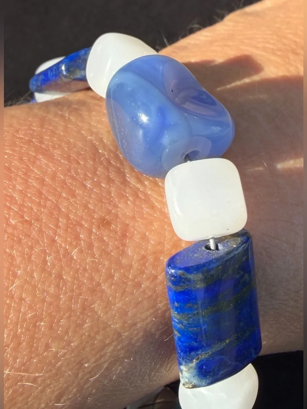 Lapis Lazuli, Quartz, .925 Artisan Hand Crafted Bracelet